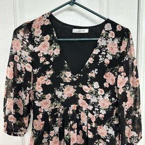 Brand new black maxi floral slit dress.